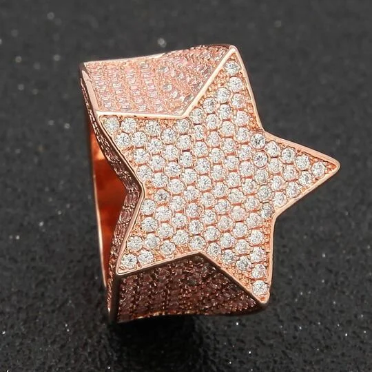 Hip Hop Luxury Iced Out Rhinestones Star Rings-VESSFUL