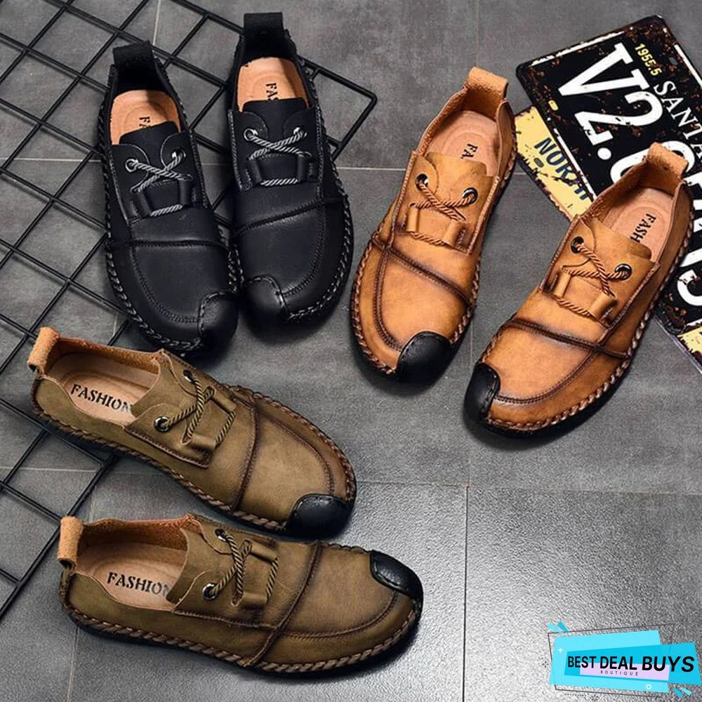 Men's Fashion Business Spliced Laced Casual Leather Shoes
