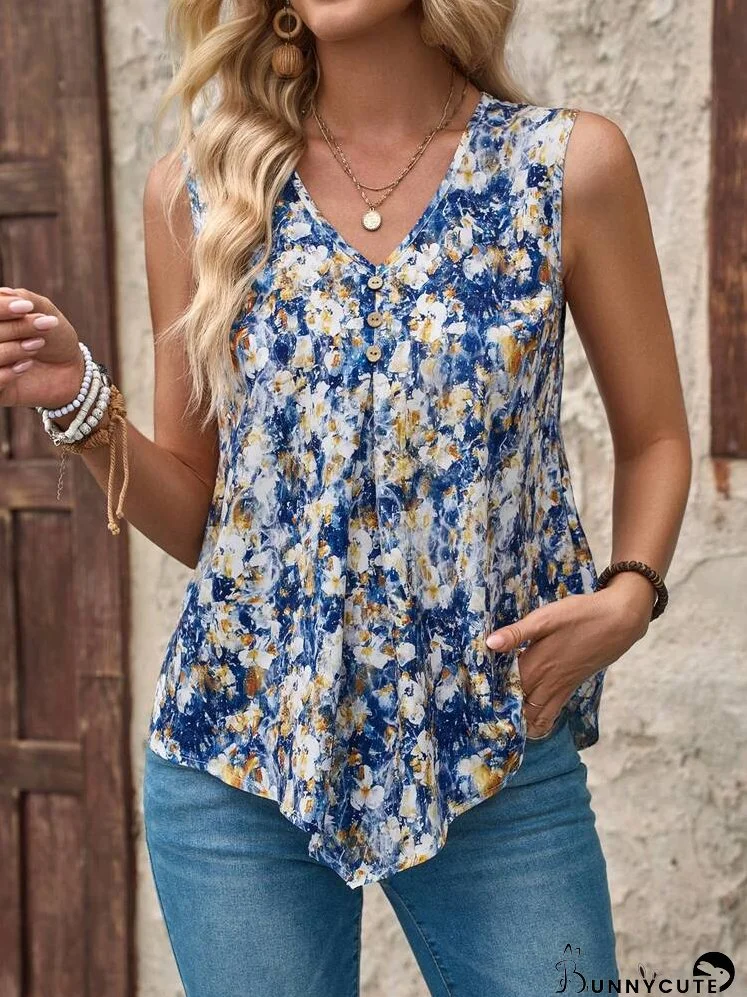 Women's V-Neck Casual Sleeveless Summer Top Vest Shirt