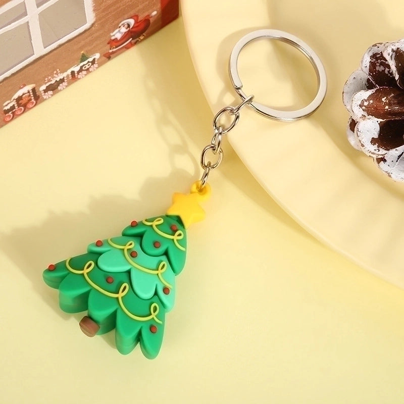 Cute Christmas Tree Santa Claus Elk PVC Metal Christmas Women’s Bag Pendant Keychain