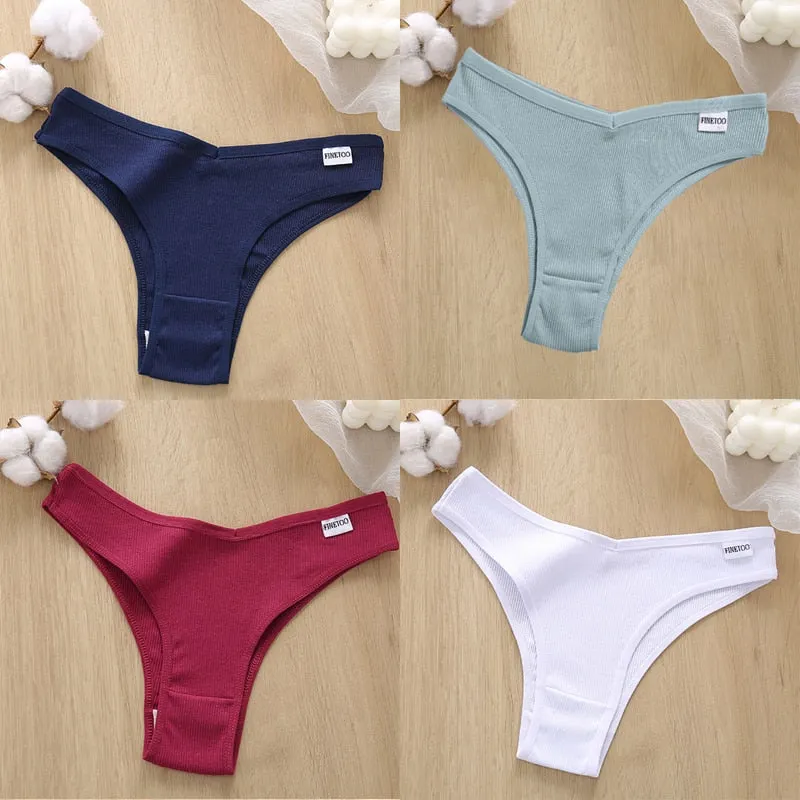 4PCS/Set Cotton Panties Women's Panties FINETOO Sexy Female Underpants Low Waist Underwear Women Pantys Lingerie M-XL