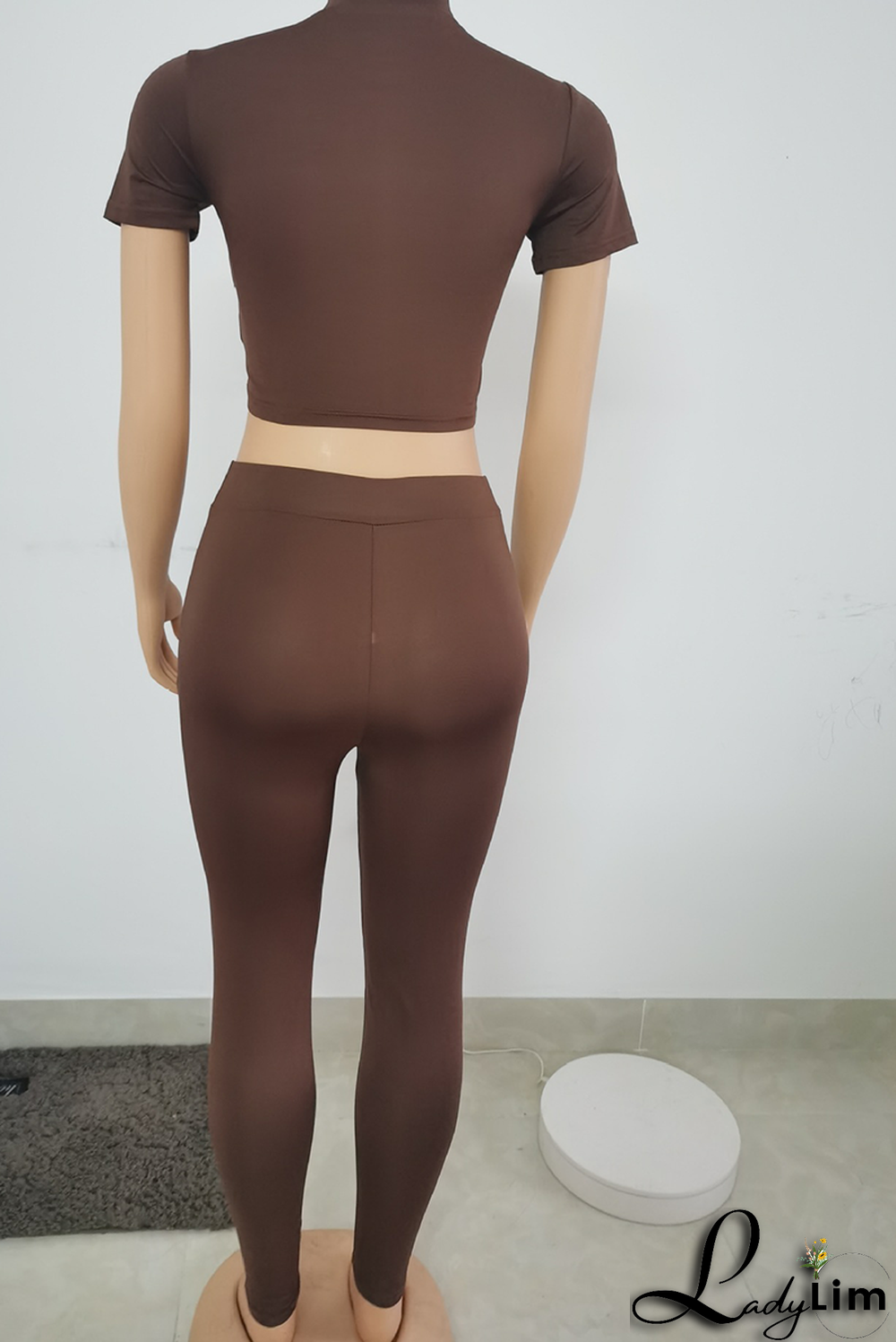 Grey Casual Solid Split Joint O Neck Short Sleeve Two Pieces