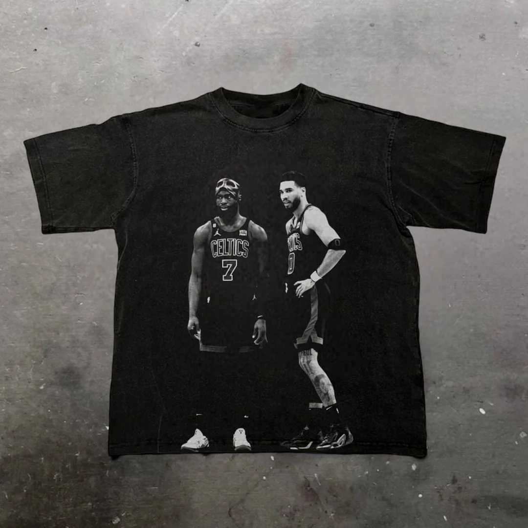 Basketball Players Print Short Sleeve T-Shirt