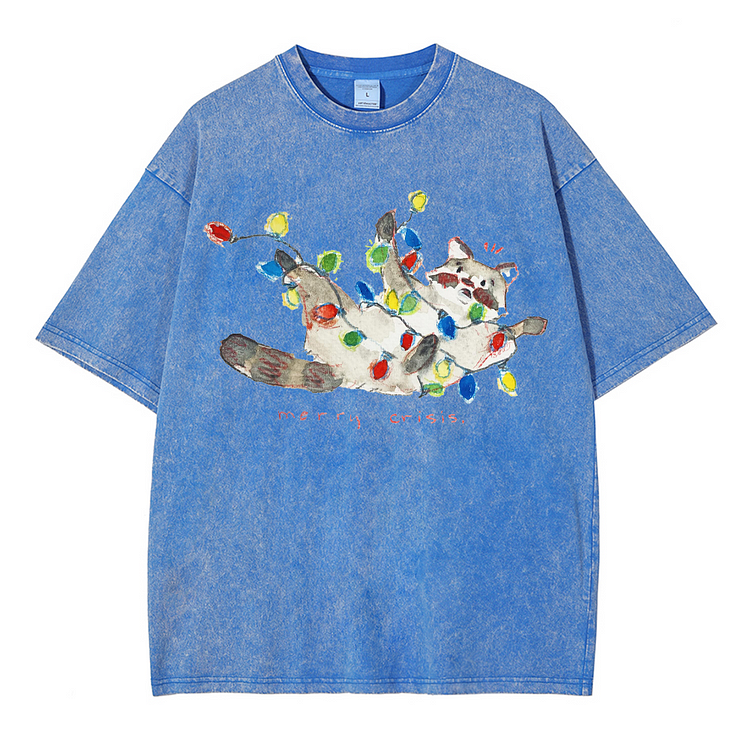 Christmas Lights Men's washed T-shirt