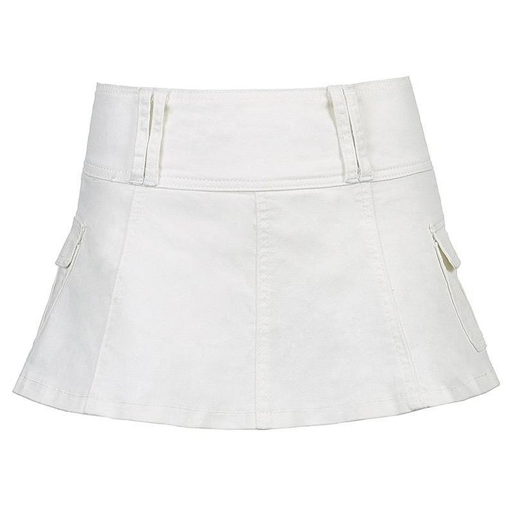 Sexy Fashion Plain Denim Pleated Skirt - Modakawa Modakawa