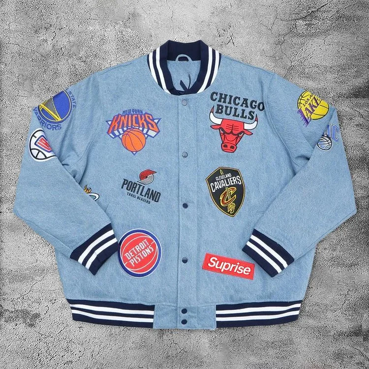 Casual Basketball Baseball Badge Jacket