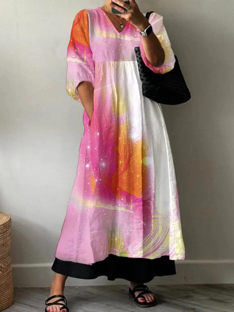 Womens Resort Style Patterned Cotton Dress