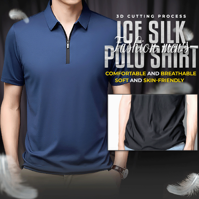 Alla Moda Camicia POLO in Seta Ghiaccio per Uomo