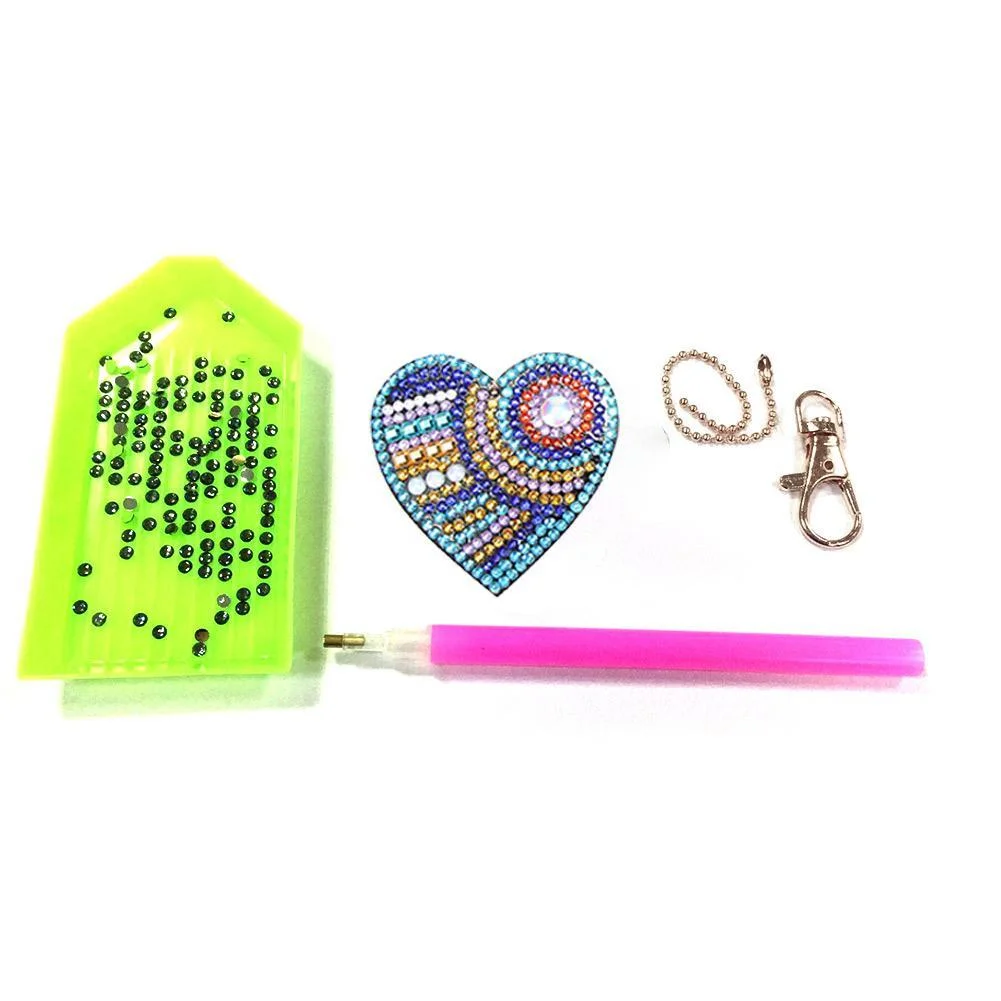 5pcs/set DIY Love Heart Full Drill Special Shaped Diamond Painting Keychain