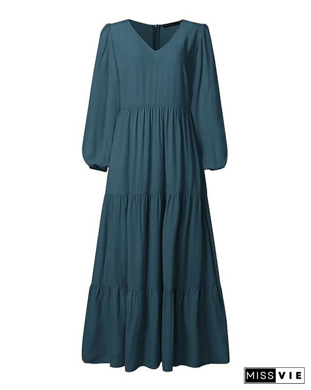 Women's Swing Dress Maxi Long Dress Long Sleeve Solid Color Patchwork Fall Casual Dress