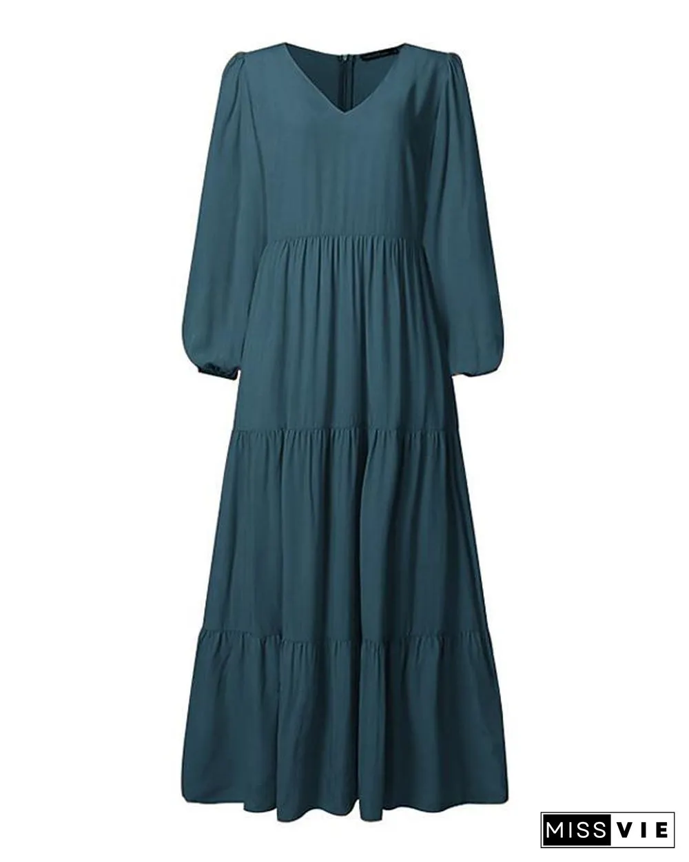 Women's Swing Dress Maxi Long Dress Long Sleeve Solid Color Patchwork Fall Casual Dress