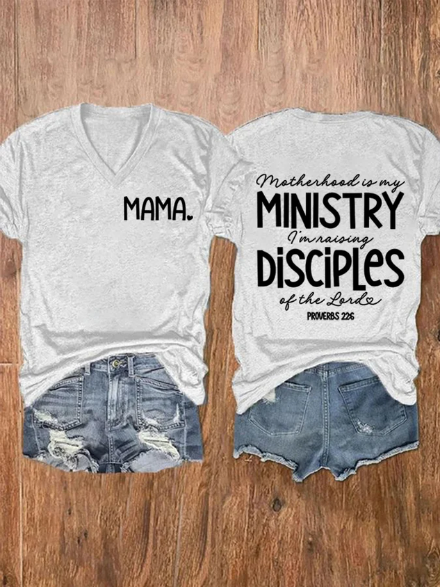 Women's Motherhood Is My Ministry Printed T-Shirt socialshop