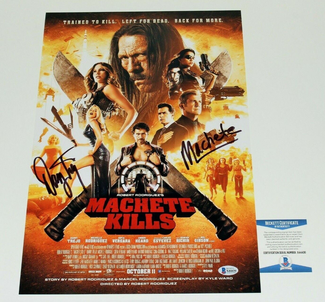 ACTOR DANNY TREJO SIGNED 'MACHETE KILLS' 12x18 MOVIE POSTER Photo Poster painting BECKETT COA