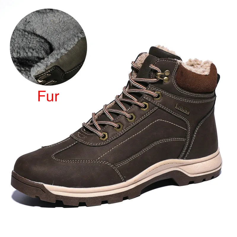 DEKABR Men Winter Boots New Man Genuine Leather Ankle Snow Boots Plush Keep Warm Footwear Trendy Waterproof Casual Men Boots