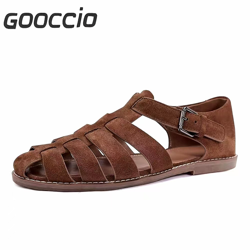 VG181 Suede Cowhide Dress Sandals For Men GOOCCIO   
