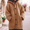 Gioiacombo&trade; Cappotto cardigan con cappuccio maglione di media lunghezza da donna
