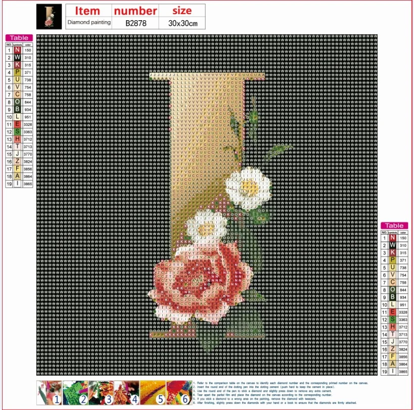 Diamond Painting - Full Round Drill - Flower Alphabet(30*30cm)