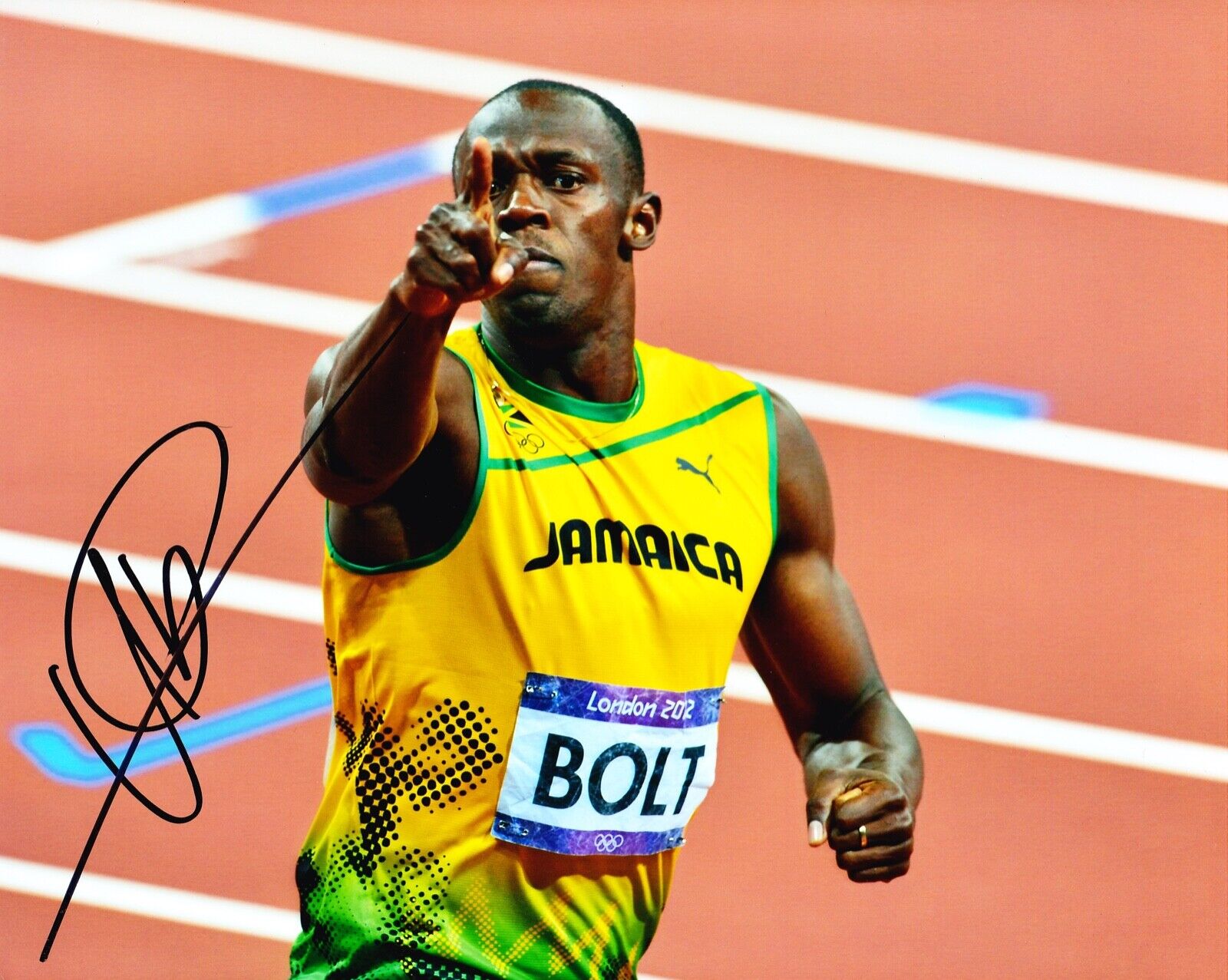 Usain Bolt Signed 10X8 Photo Poster painting DISPLAY Olympic Legend JAMAICA AFTAL COA (D)