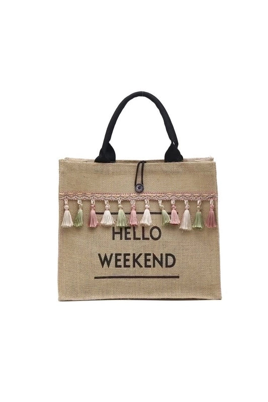 Women’s Vintage Style Letter Straw Shopping Bags