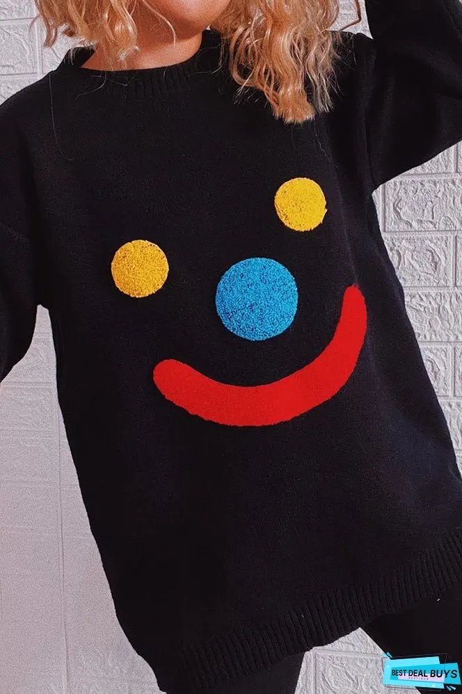 Clown Smile Knit Pullover Sweaters Winter Outfits