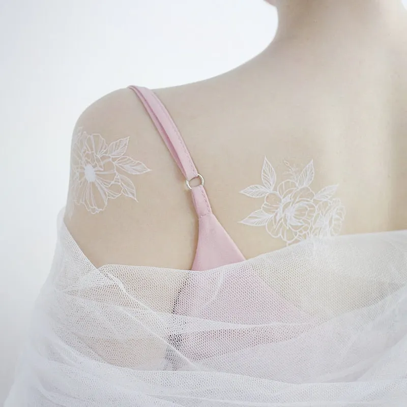 Mehndi Mandala White Henna Temporary Tattoo Sticker hand rose hand body art girl Bridal party wedding flower arm tattoos freckle