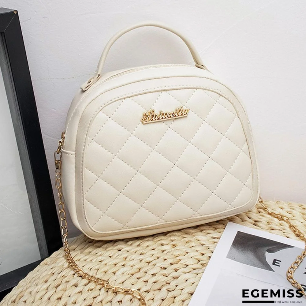 Cream white Fashion Casual Solid Chain Strap Crossbody Bag | EGEMISS