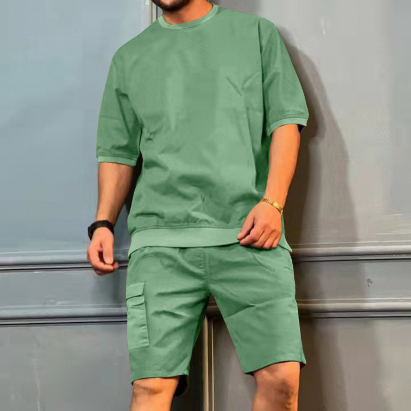 Mature Men's Sports Suits Summer Top And Shorts Casual Trendy Two Piece Set