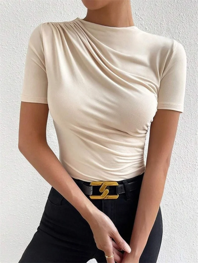 Athvotar Athvotar Spring And Summer New Slimming Folding Short Sleeves Of Women's T-Shirt