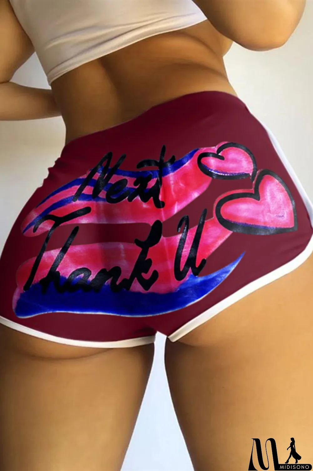 MidiSono - Grey Fashion Casual Letter Print Basic Regular Mid Waist Conventional Positioning Print Bottoms