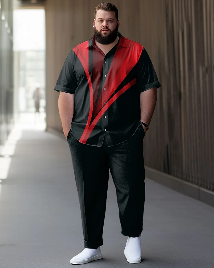 Men's Plus Size Gradient Geometric Short Sleeve Walking Suit