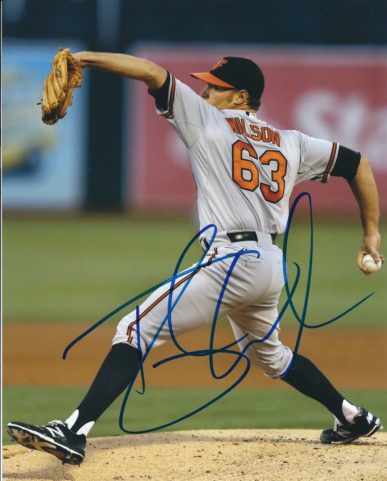 Signed 8x10 TYLER WILSON Baltimore Orioles Photo Poster painting- COA