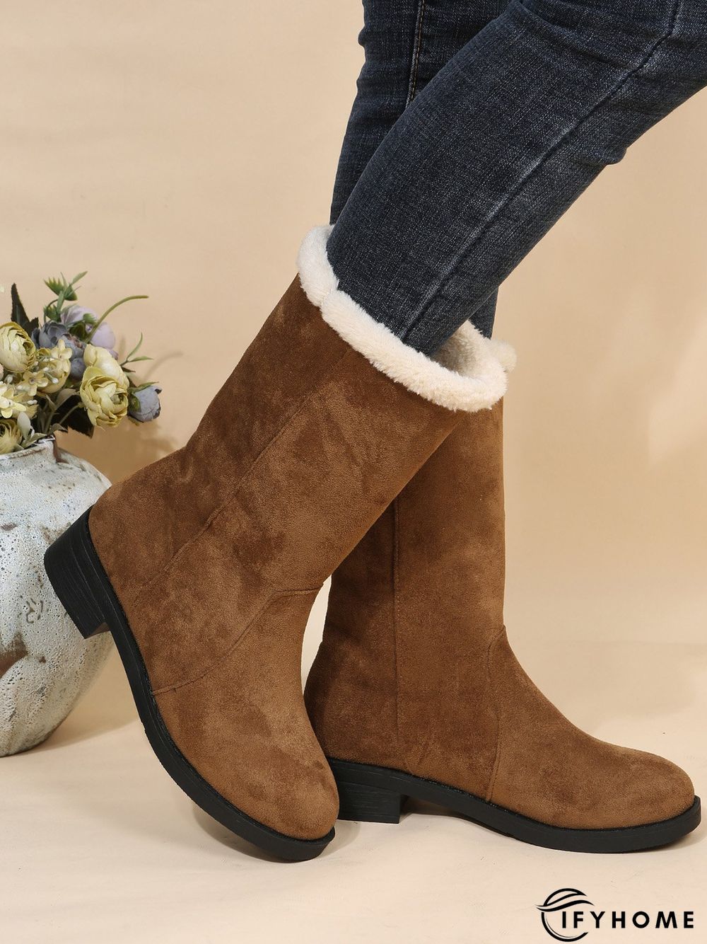Plus Size Winter Casual Slip On Warm Lined Snow Boots | IFYHOME