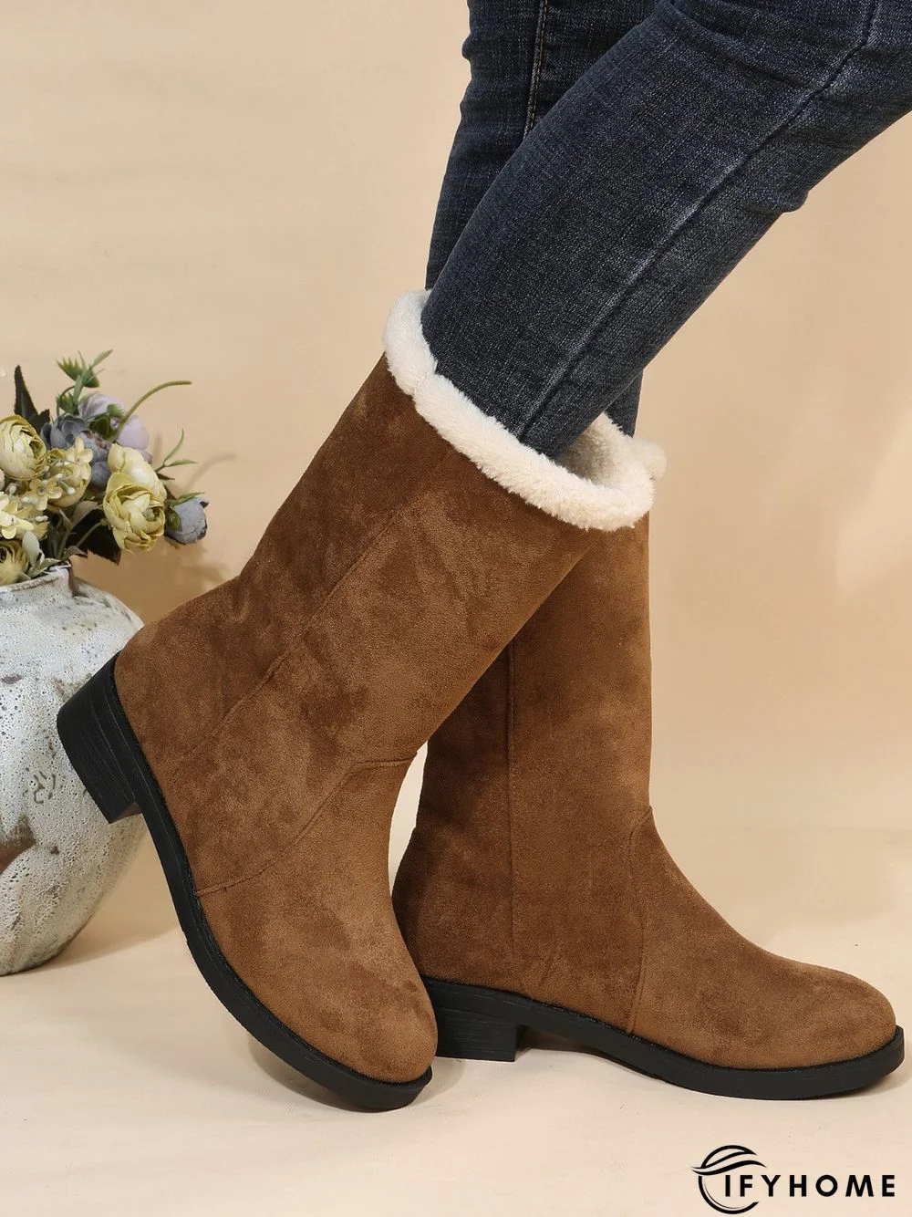 Plus Size Winter Casual Slip On Warm Lined Snow Boots | IFYHOME
