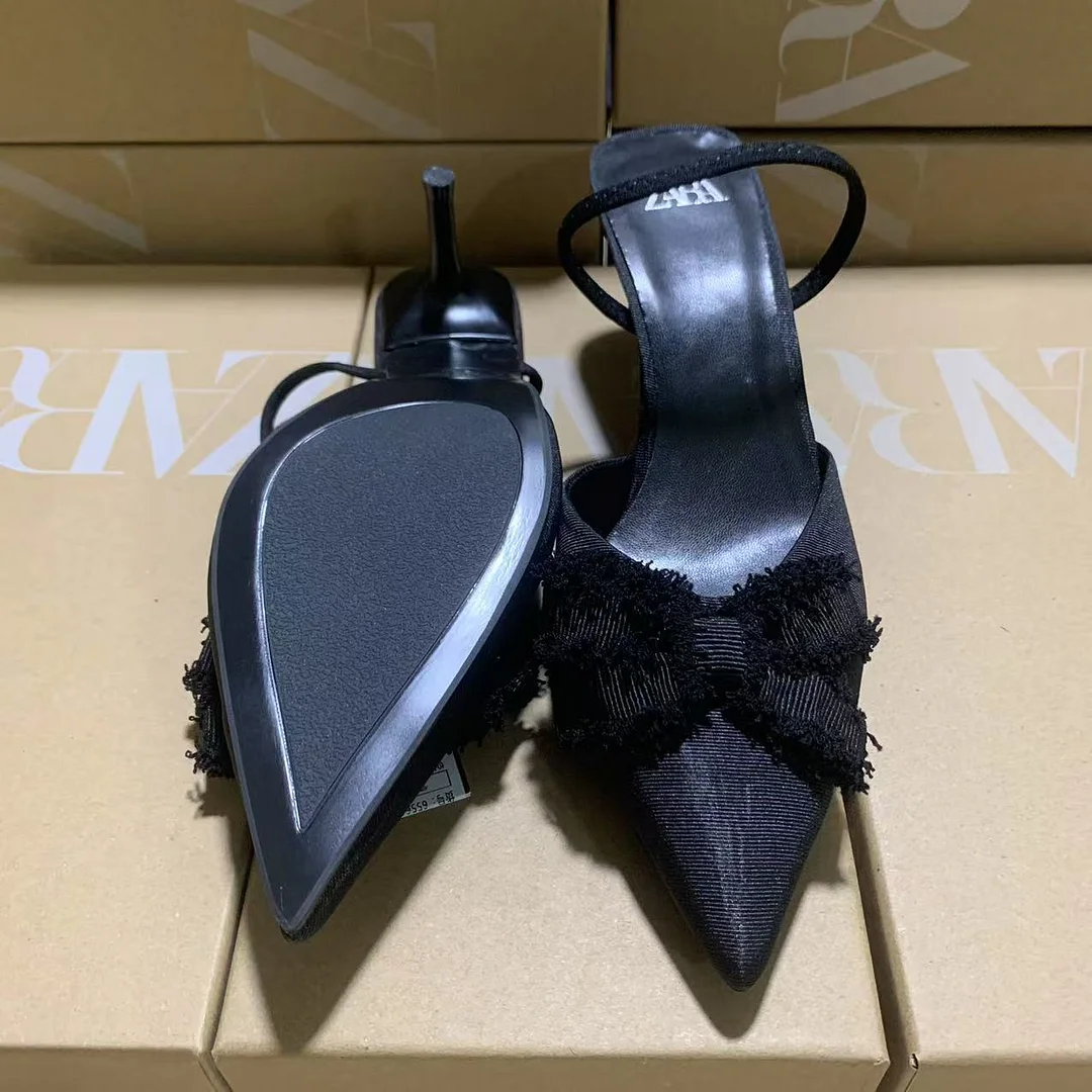 Breakj Breakj Home 2025 New Women's Shoes Black Low Heel Temperament High Heels High-Heeled Shoes Behind The Shallow Mouth Trip Single Shoes