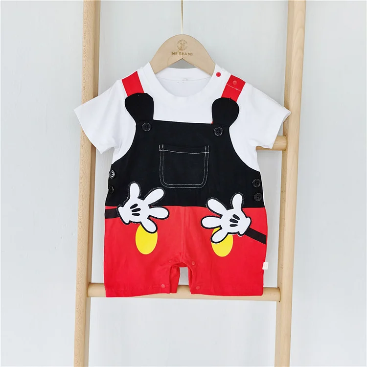 Baby Boy Micky Print Graphic Romper Short Sleeve Romper