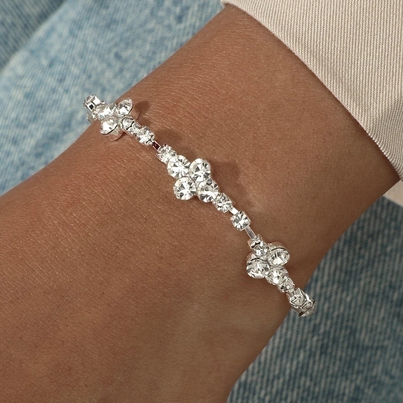 Simple Four-leaf Clover Rhinestone Titanium Steel Bracelet