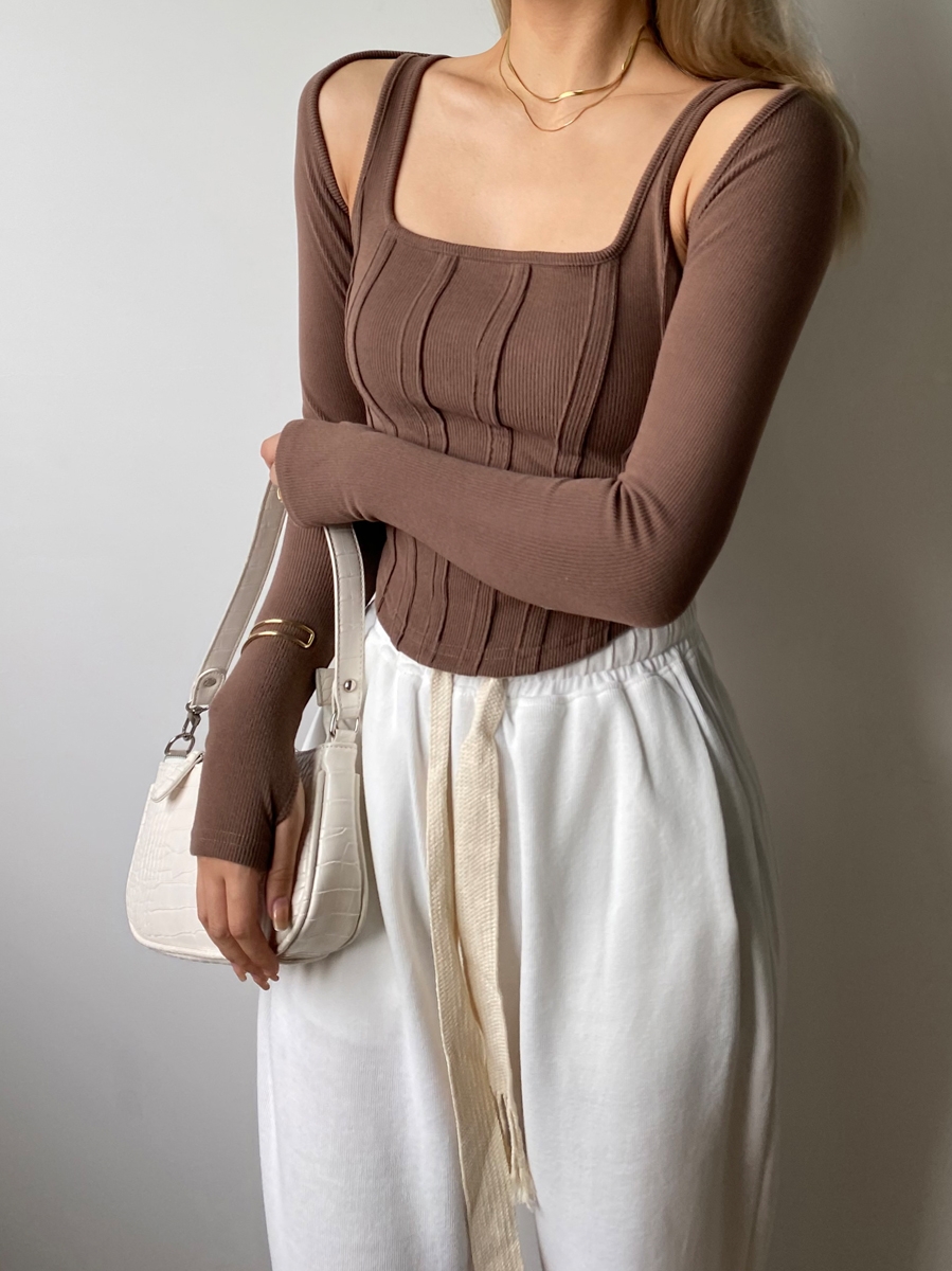 Ootddress Women Striped Stitching Slim T-shirt Female 2 In 1 Shrug Set Co-ord Crop Shrug And Corset Tank Tops Set Y2k Streetwear New