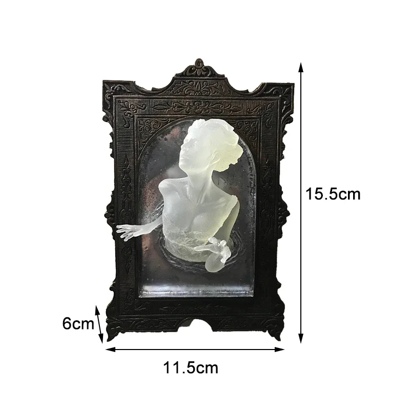 Tegooe Resin Devils Hand Wall Decor Gothic Ghost Mirror Luminous Craft Spooky Photo Frame Halloween Gift