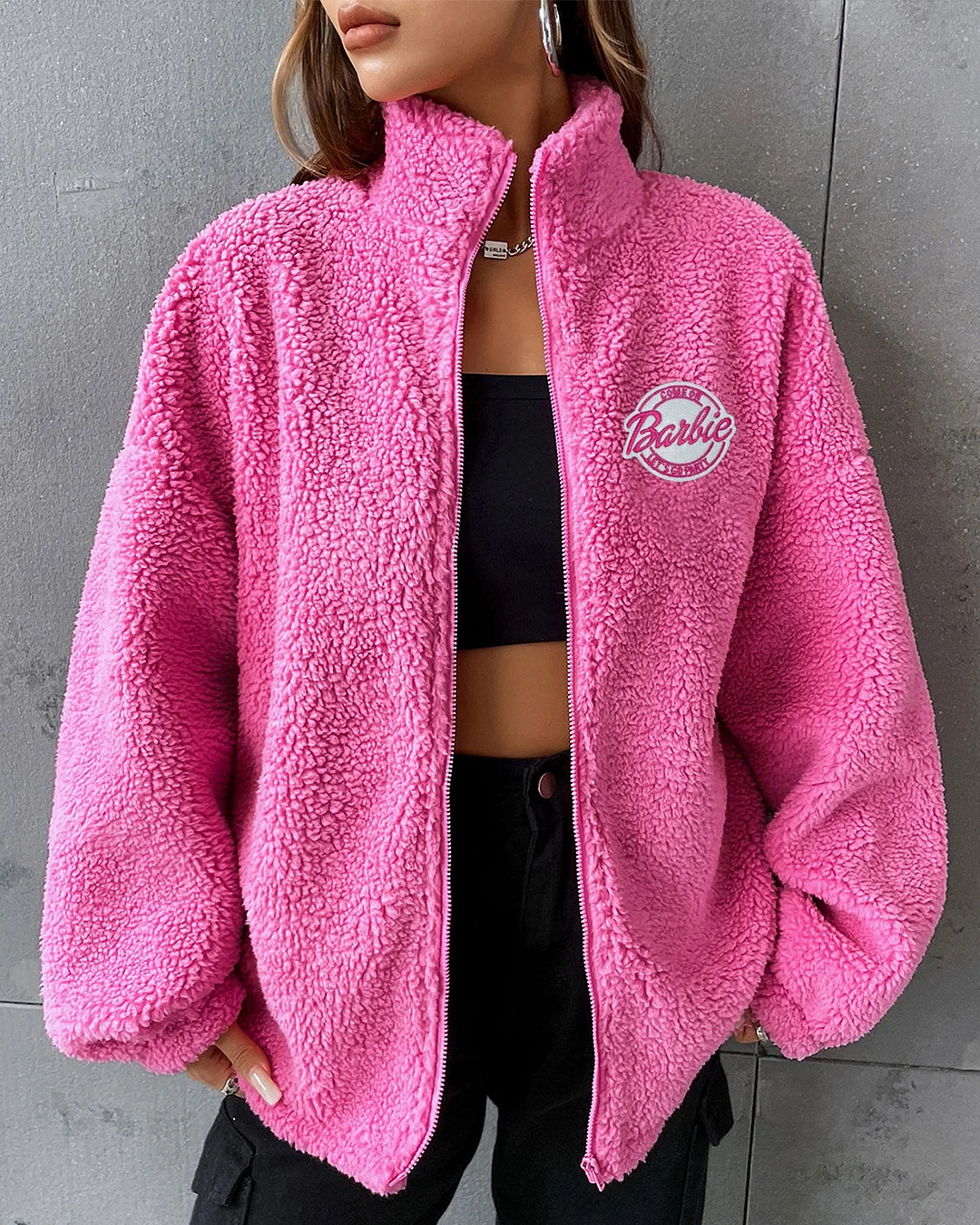 Barbie Girl Embroidery Polar Fleece Jacket