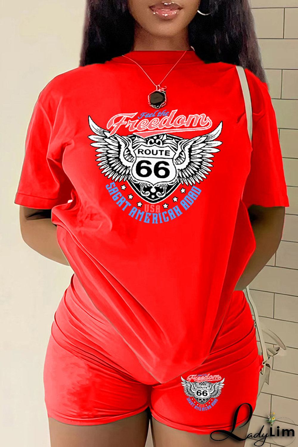 Orange Casual Print Patchwork O Neck Plus Size Two Pieces