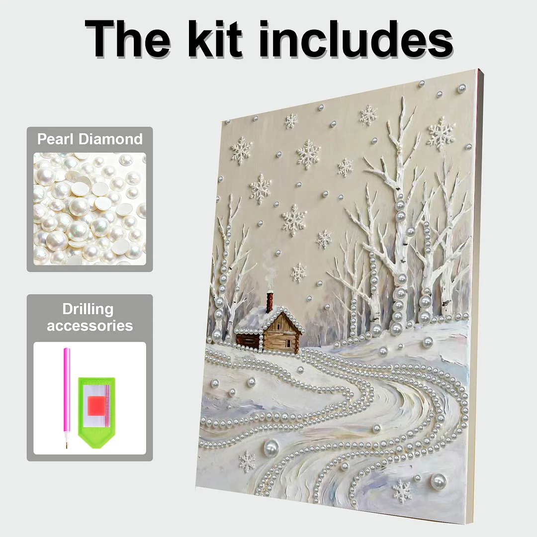 Snowy Field DIY Pearl Diamond Art Kits for Adults Home Decor With Frame 30x40cm