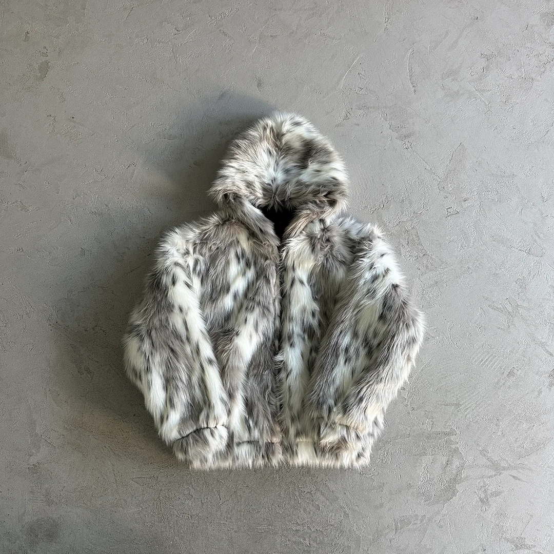 Aonga Winter Cool Handsome Colorful Thick Warm Hairy Faux Fur Coat Men with Hood Luxury Designer Clothes Fluffy Jacket aonga