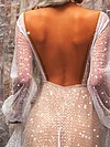 Sequined See-Through Long Sleeve Wedding Maxi Dress