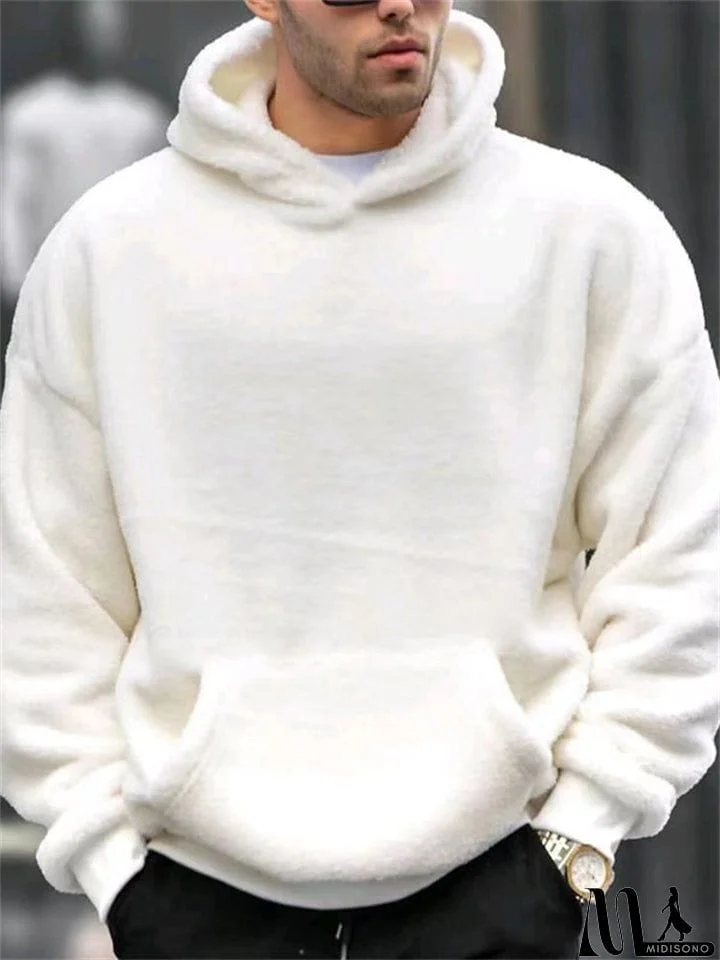 MidiSono - Male Fleece Lined Long Sleeve Leisure Winter Hoodies