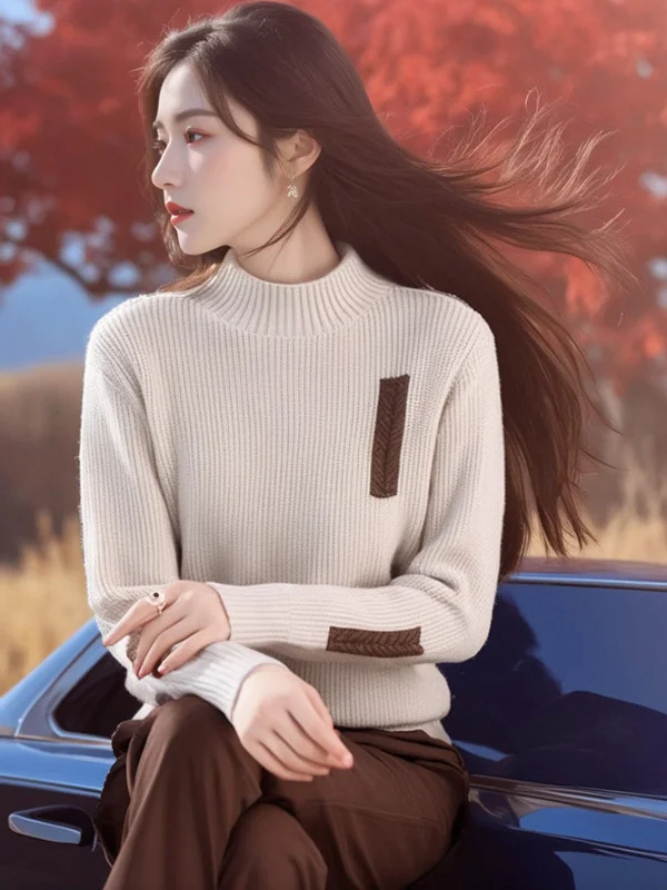 Athvotar Athvotar Red Sweater Women's Autumn And Winter Thick Knitted Shirt Fashion Life Year Short-Lived In The Middle Of The Year To Play The Bottom Shirt