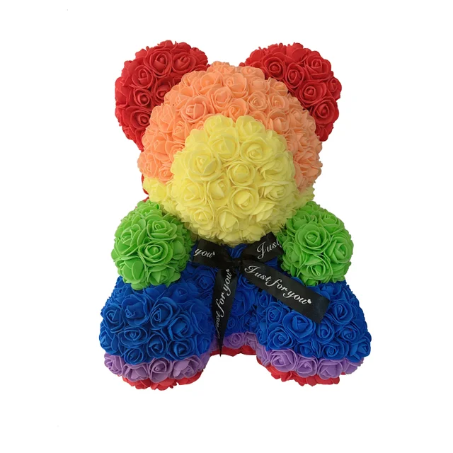 Vangogifts Handcrafted Romantic Rose Flower Teddy Bear for Gift