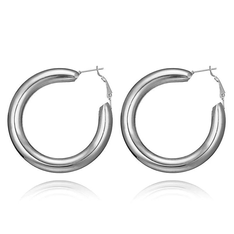 Women plus size clothing Alloy Round Simple Hoop Earrings Wholesale Cheap Jewelry-Nordswear