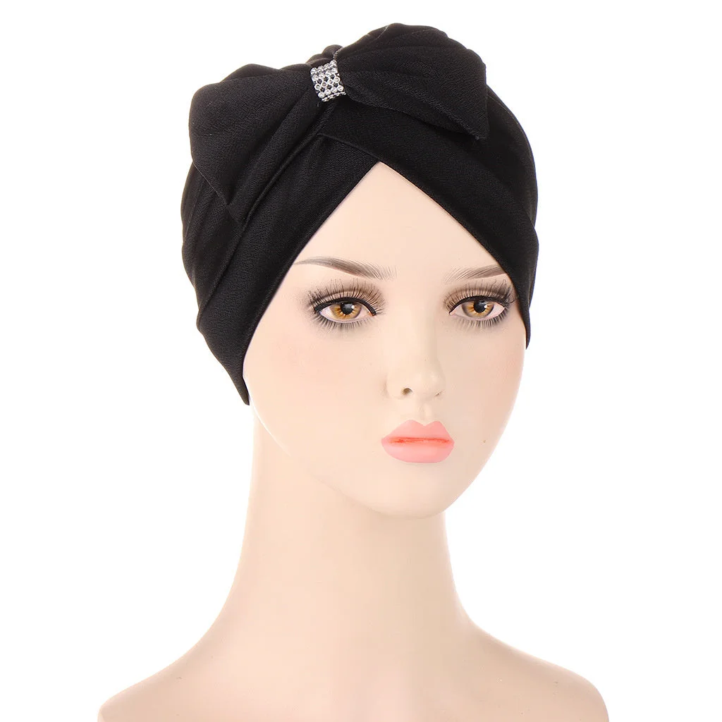 Women's Bowknot Sequins Muslim Turban Hat Cap
