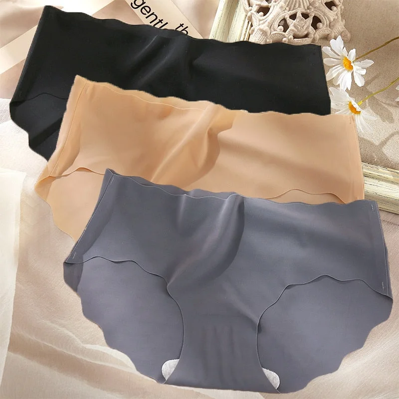 3PCS/Set Sexy Panties Women Seamless Underwear Female Briefs Underpants Invisible Intimates Lingerie One-Piece Low Waist Pantys