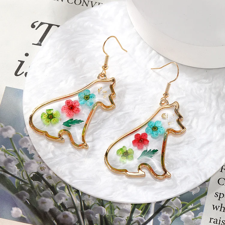 New Green Series Dried Flower Earrings
